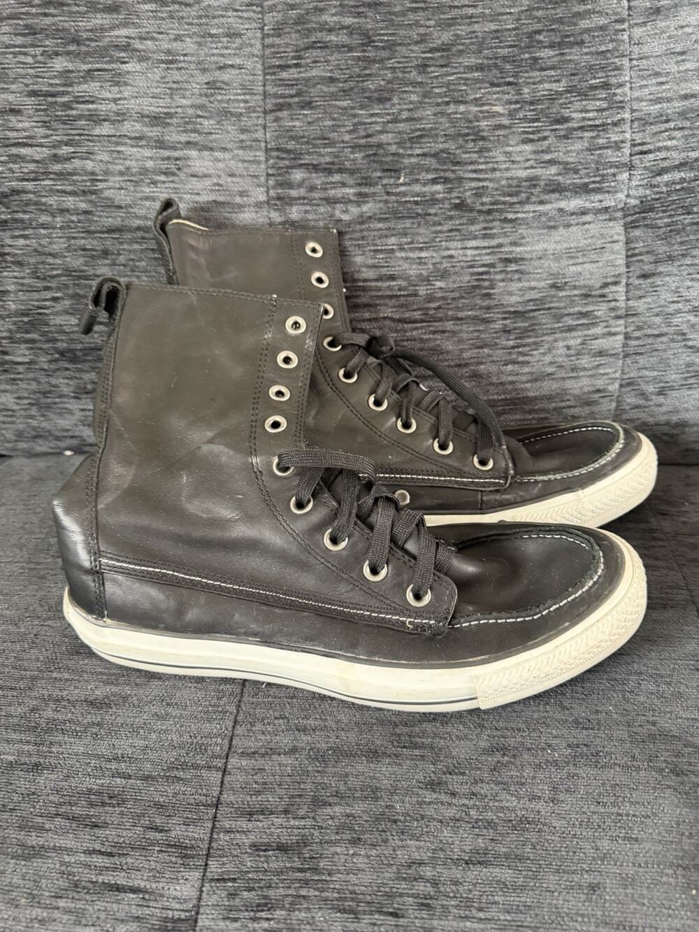 Converse Chuck Taylor Moc Toe Mens Black Leather High Top Sneaker Boot Size 8